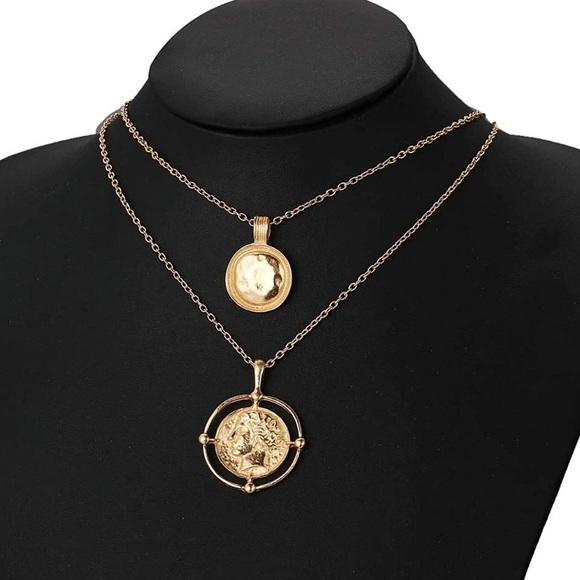 NWOT vintage double coins necklace - Picture 3 of 7